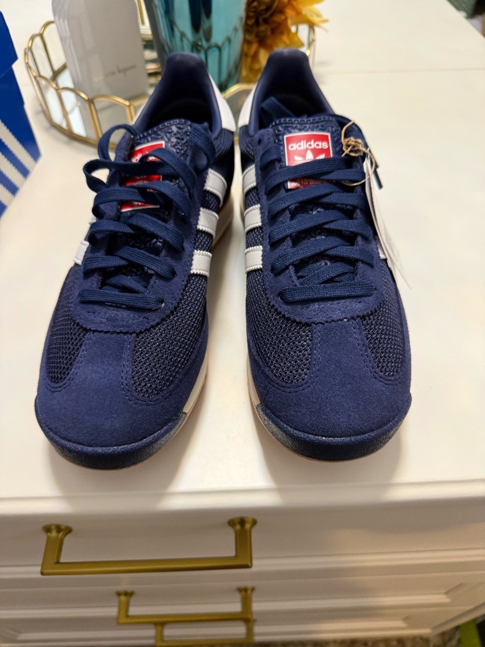 Adidas SL 72 RS; men size 7; dark blue, red and white. NEW WITH TAGS
